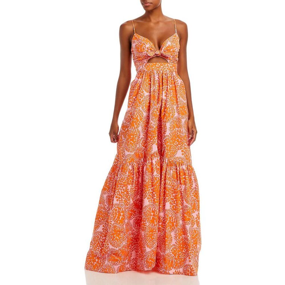 A.L.C. Womens Laura Pink Cotton Printed Cut-Out Maxi Dress NWOT